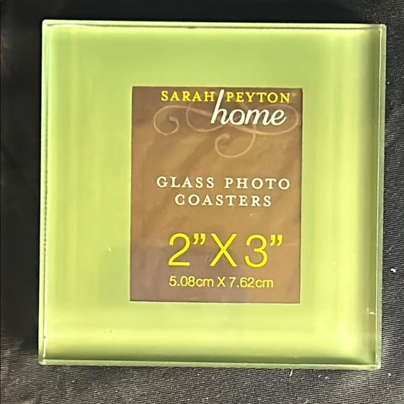 VTG Sarah Payton 2010 4 Colorful Solid Glass Photo Coasters w/Black Wood Holder - Picture 7 of 12